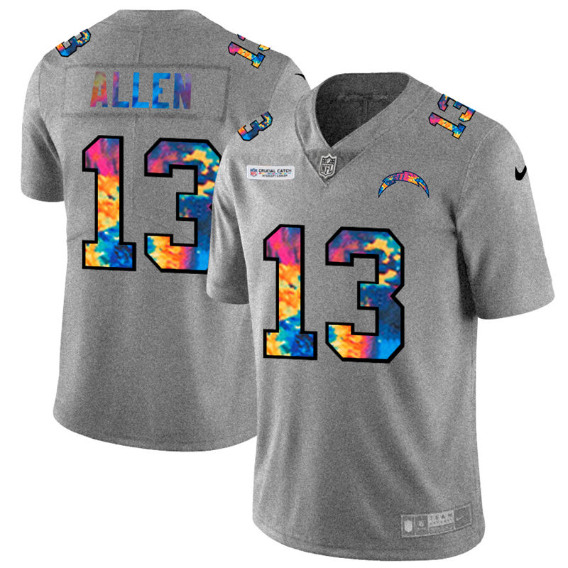 NFL Los Angeles Chargers #13 Keenan Allen Men Nike MultiColor 2020  Crucial Catch  Jersey Grey